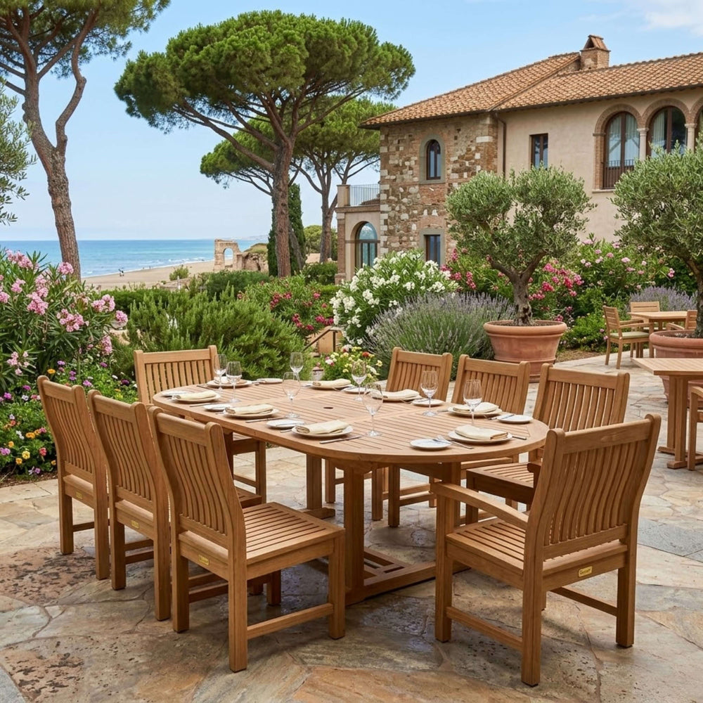 Bahama Sahara Side Chair 7-Piece 87" Oval Dining Set