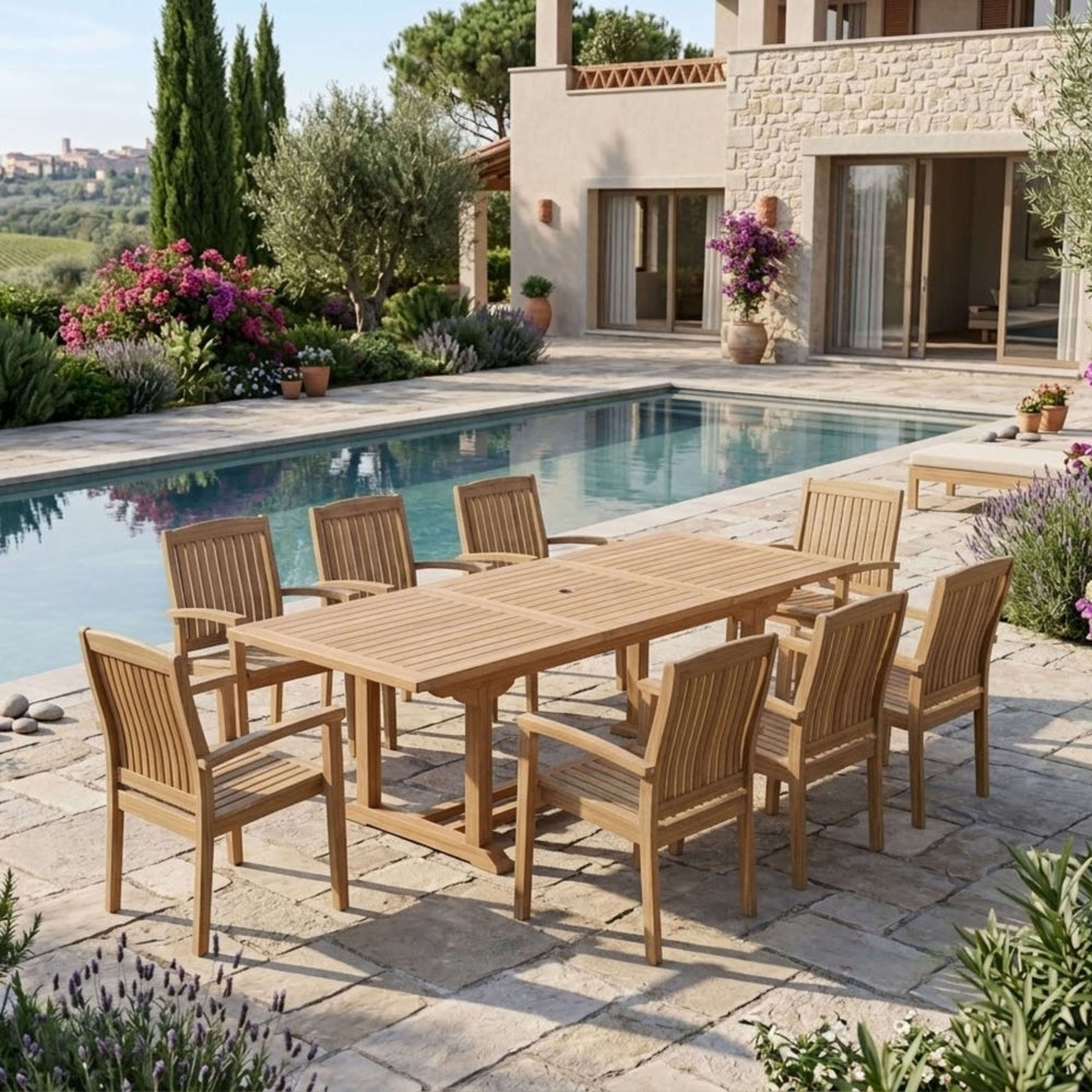 Bahama Stackable Sahara 9-Piece Rectangular Dining Set (SET-80) - image 2