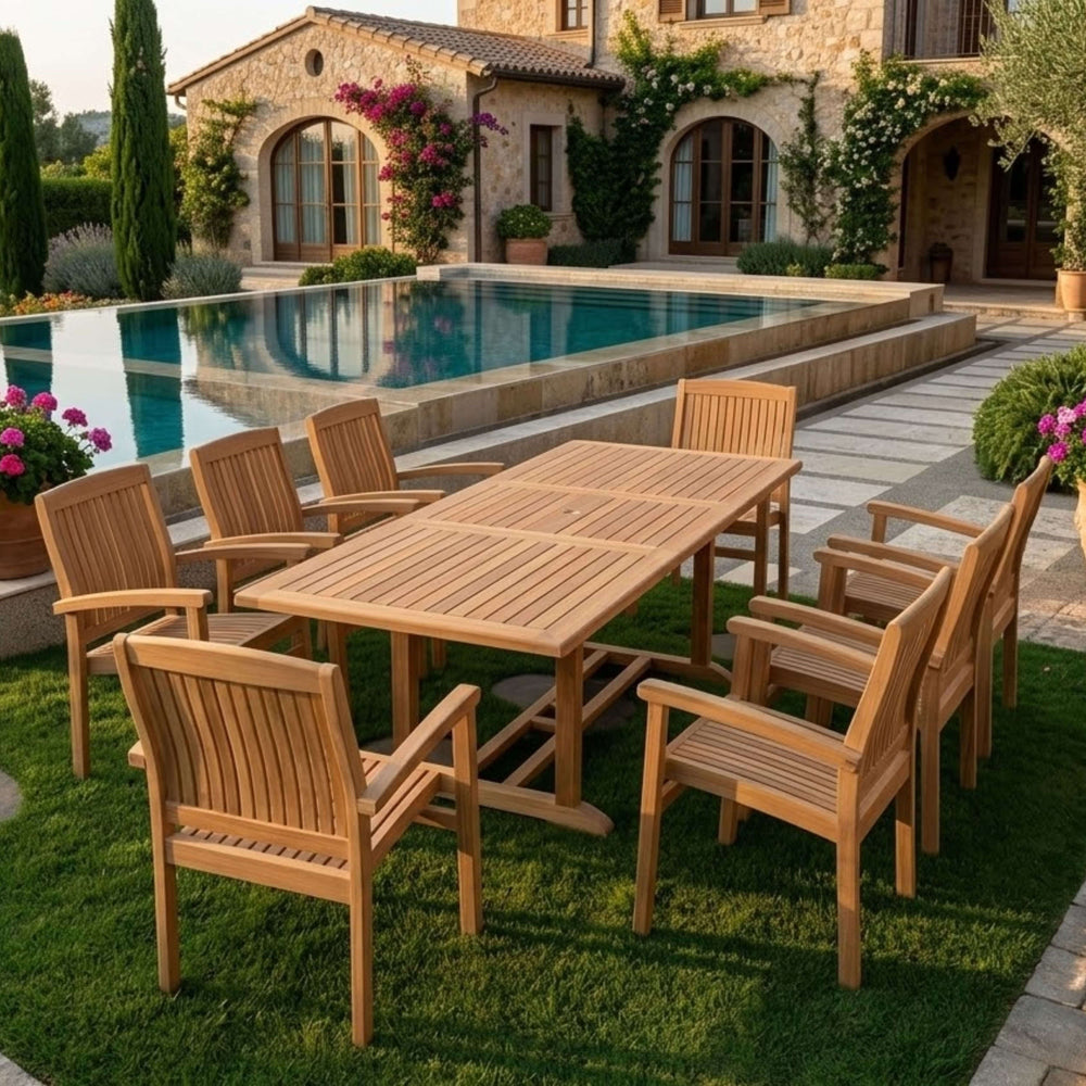 Bahama Stackable Sahara 9-Piece Rectangular Dining Set (SET-80) - image 3