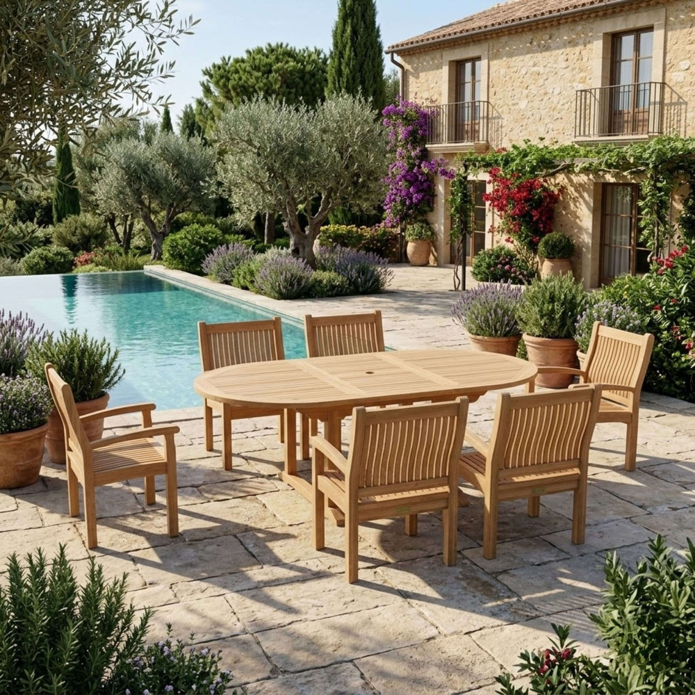 Bahama Sahara Armchair 7-Piece 87" Oval Dining Set - image 2