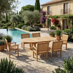 Bahama Sahara Armchair 7-Piece 87" Oval Dining Set - image 2