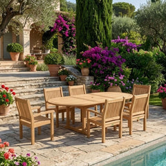 Bahama Sahara Armchair 7-Piece 87" Oval Dining Set