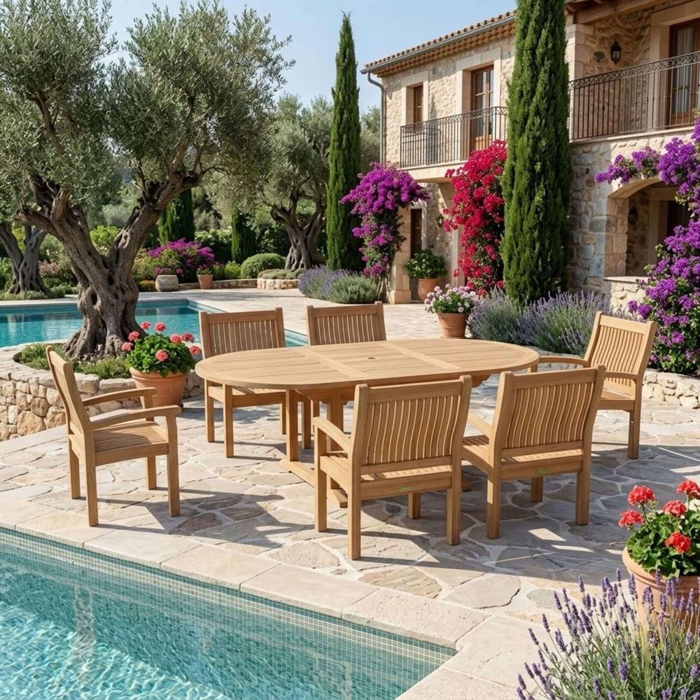 Bahama Sahara Armchair 7-Piece 87" Oval Dining Set - image 3