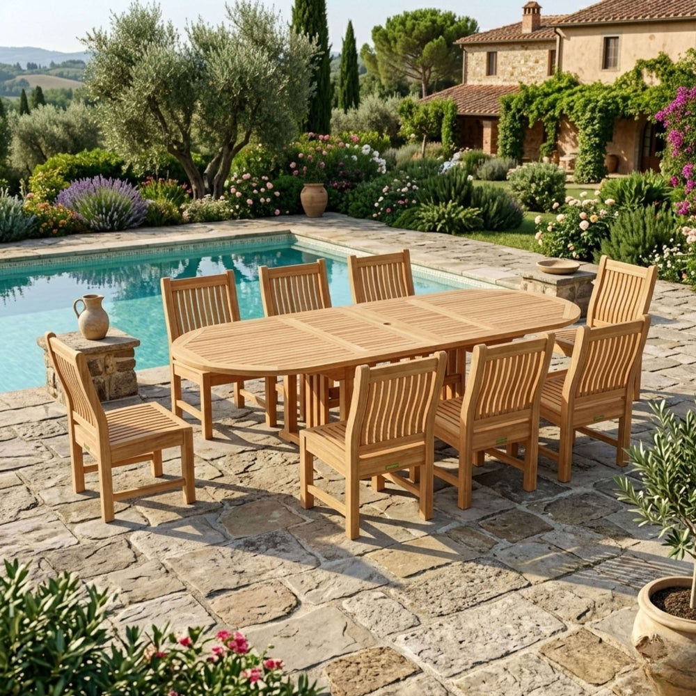 Sahara 9-Piece Dining Set w/ Stacking Side Chair (SET-76) - image 2