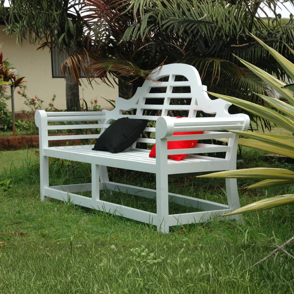 Marlborough 3-Seater Bench, white, back view