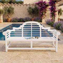 Marlborough 3-Seater Bench, white, angle view