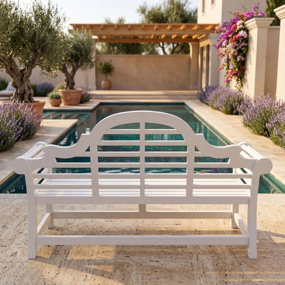 Marlborough 3-Seater Bench, white, side view
