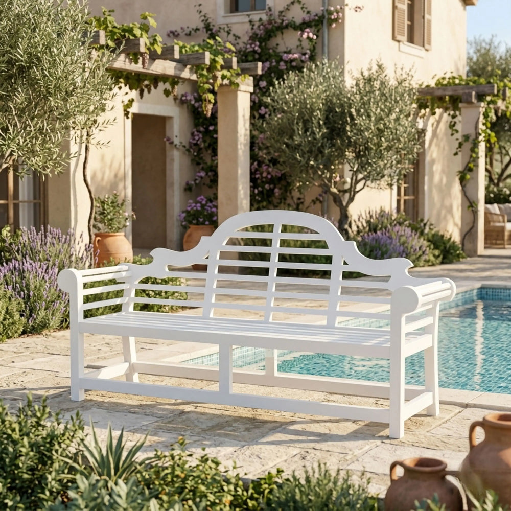 Marlborough 3-Seater Bench, white, front view