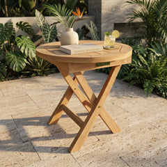 Bahama 20" Mini Side Round Folding Table in Teak