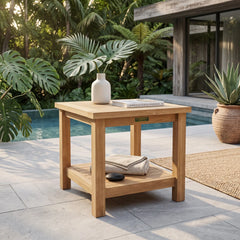 22" Square 2-Tier Side Table in Teak