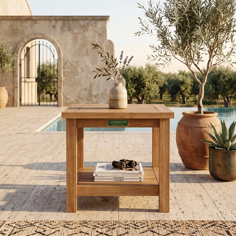 22" Square 2-Tier Side Table in Teak