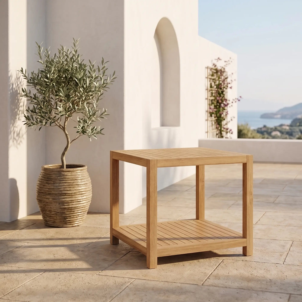 Glenmore 22" Side Table with 1-Tier in Teak