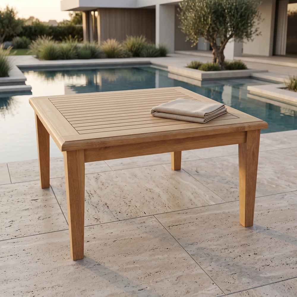 Brianna 32" Square Coffee Table in Teak