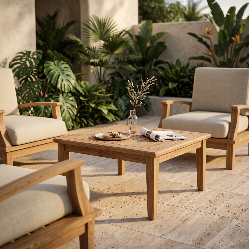 Brianna 32" Square Coffee Table in Teak