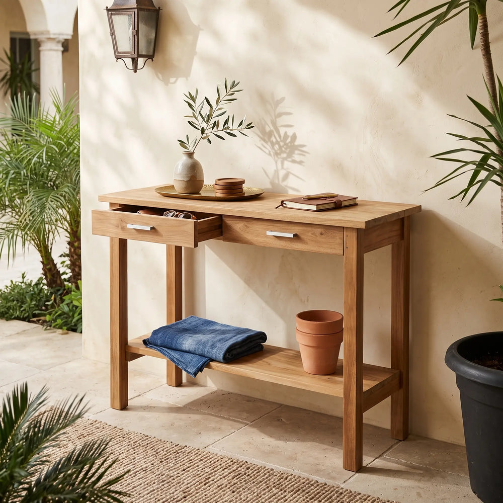 Atlanta Rectangular Serving Table w/ 2 Drawers and 1 Shelf