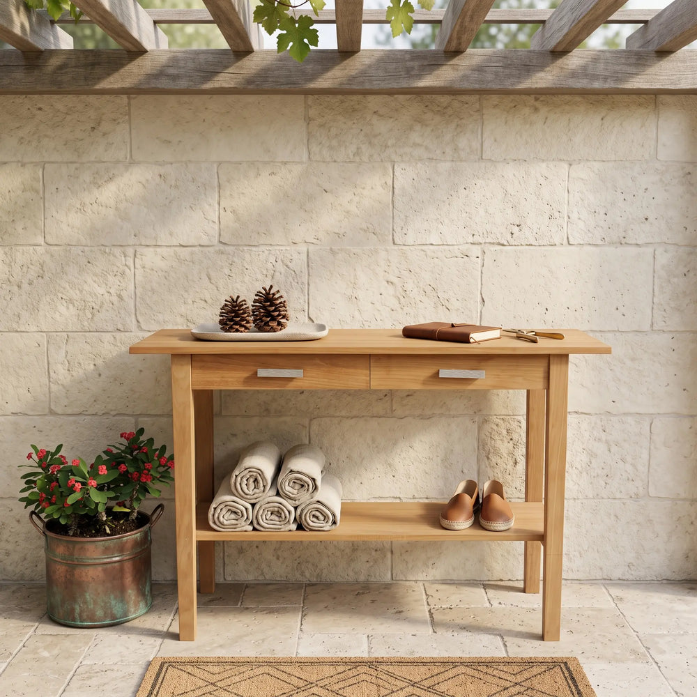 Atlanta Rectangular Serving Table w/ 2 Drawers and 1 Shelf