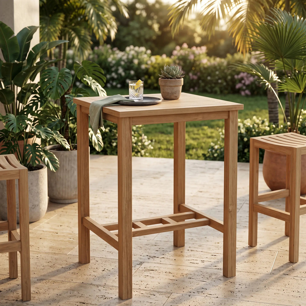 Avalon 27" Square Bar Table in Teak