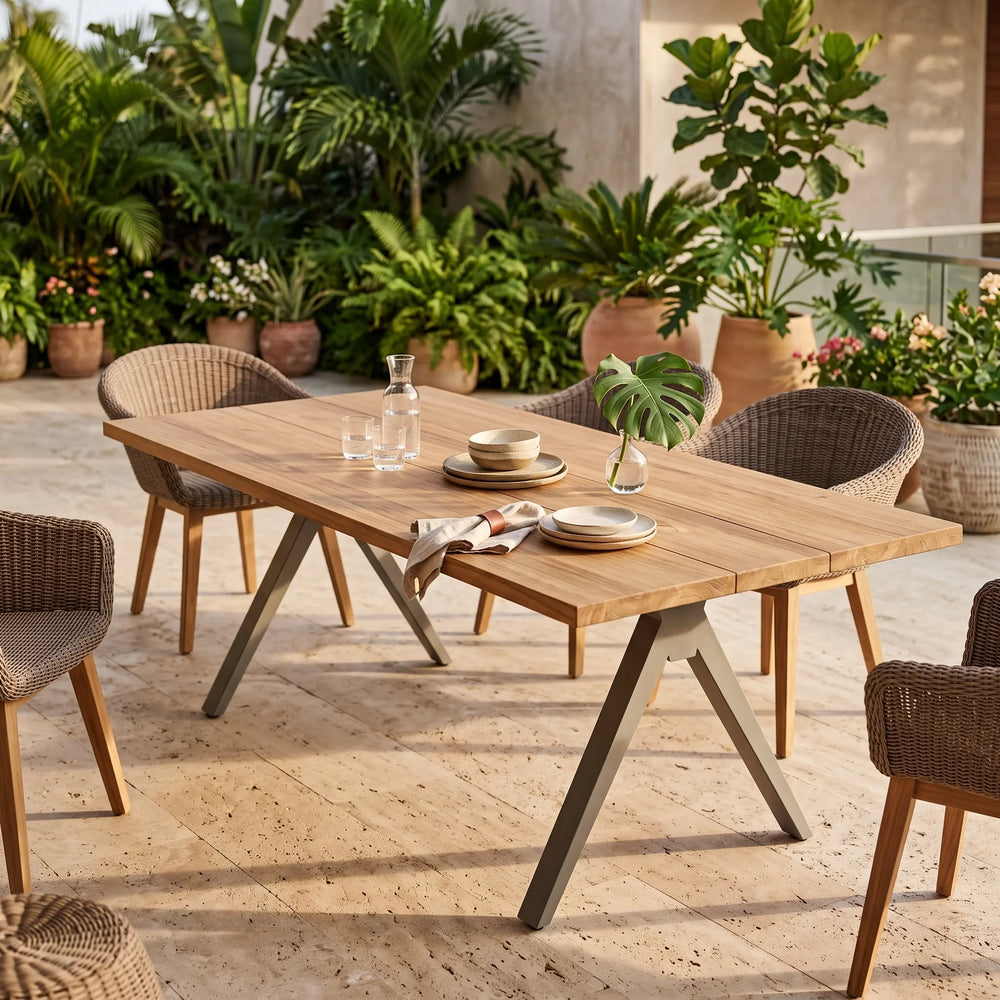 Alura 79" Dining Table with Teak and Aluminum