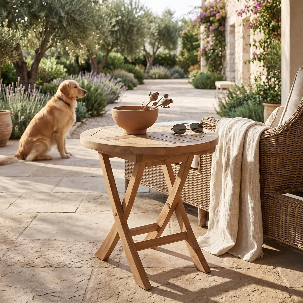 Montage 20" Round Folding Table in Teak