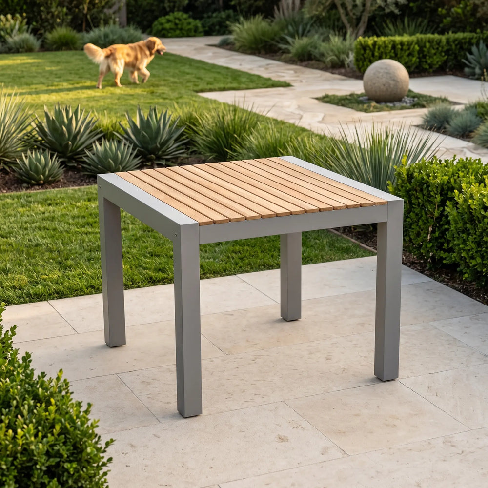 Seville Square Dining Table with Teak and Aluminum