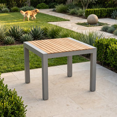 Seville Square Dining Table with Teak and Aluminum