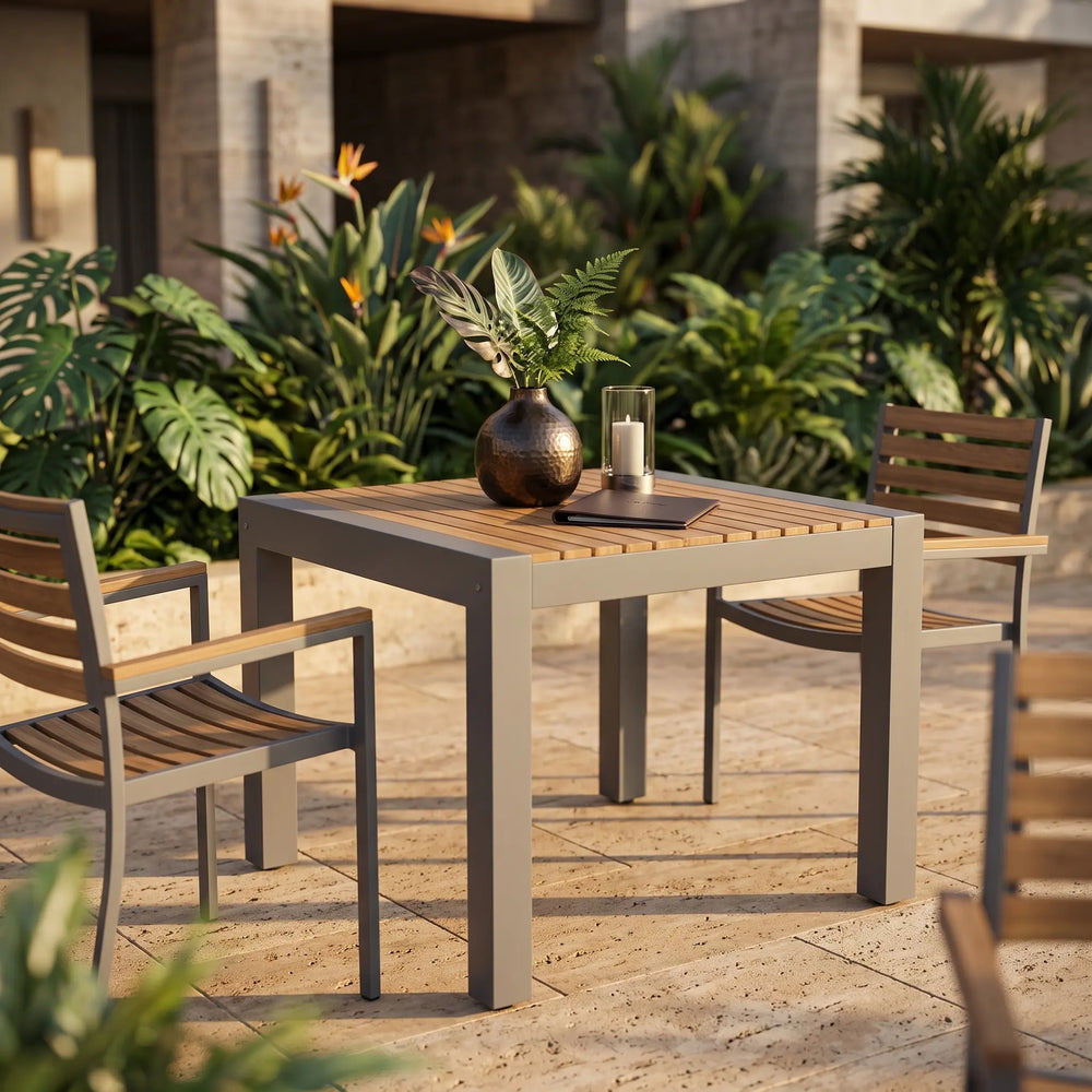 Seville Square Dining Table with Teak and Aluminum