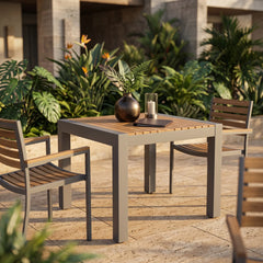 Seville Square Dining Table with Teak and Aluminum