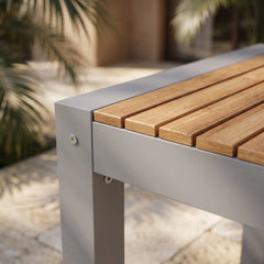 Seville Square Dining Table with Teak and Aluminum
