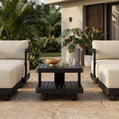 Granada Aluminum Side Table with Teak and Aluminum