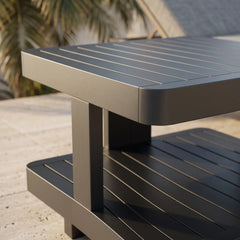 Granada Aluminum Side Table with Teak and Aluminum