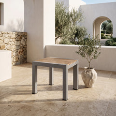 Seville 20" Square Side Table with Teak and Aluminum