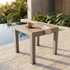 Seville 20" Square Side Table with Teak and Aluminum
