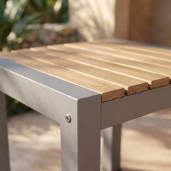 Seville 20" Square Side Table with Teak and Aluminum