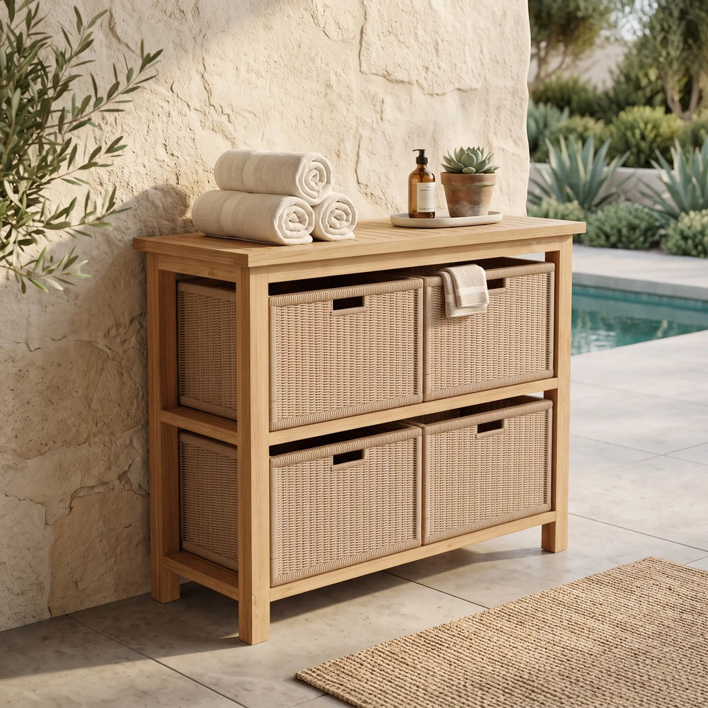 Towel Console w/ 2-Shelf Table
