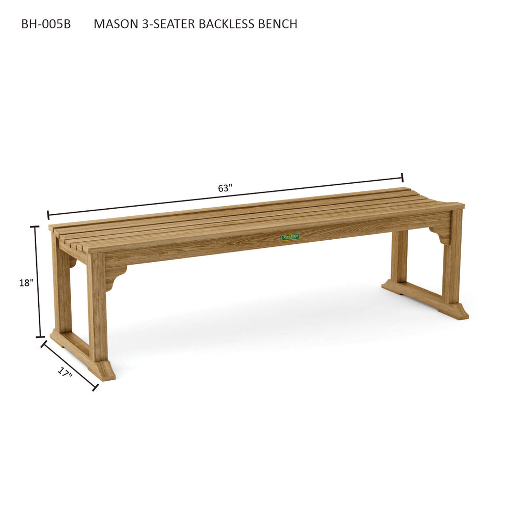 Mason 3-Seater Backless Bench - image 3