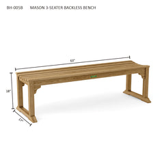 Mason 3-Seater Backless Bench - image 3