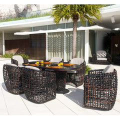 Dynasty 7 Piece Dining Set Sunbrella Cushion