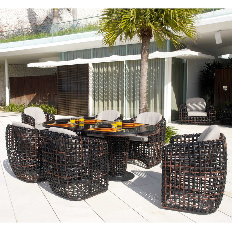 Dynasty 7 Piece Dining Set Sunbrella Cushion