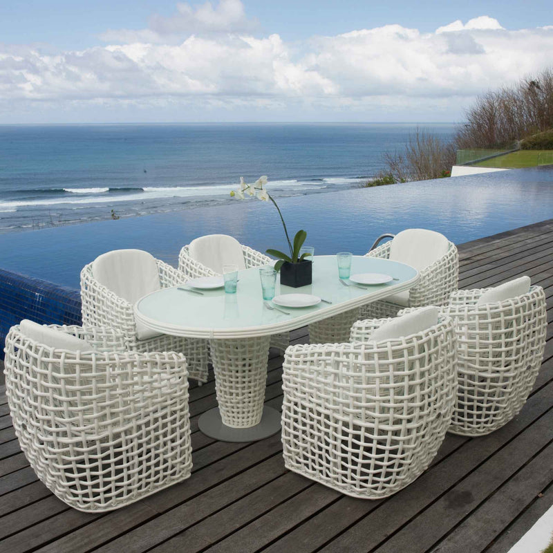 Dynasty 7 Piece Dining Set Sunbrella Cushion