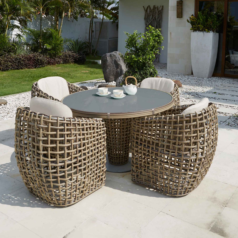 Dynasty 5 Piece Dining Set Sunbrella Cushion