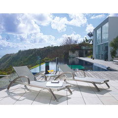 North Chaise Loungers Aluminum Frame Outdoor Chaise Set of 2