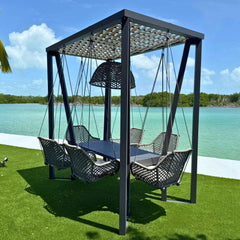 Horizon 8FT Pergola Set with Sunbrella Cushions and 6 Chairs - image 3