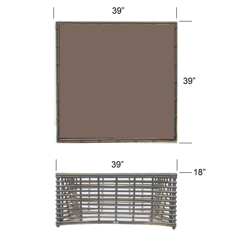 Ruby Coffee Table - Outdoor Coffee Table with Tempered Glass Top - image 2