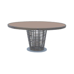Ruby Round Dining Table, Handwoven Synthetic Fiber Frame