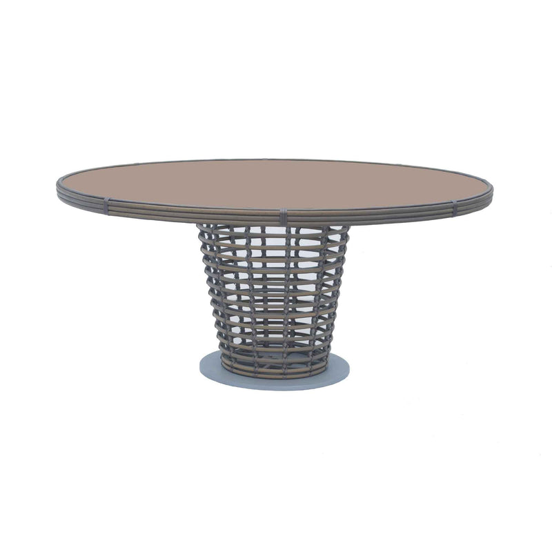 Ruby Round Dining Table, Handwoven Synthetic Fiber Frame