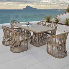 Ruby 7-Piece Dining Set with Rectangular Table, Sunbrella Cushions