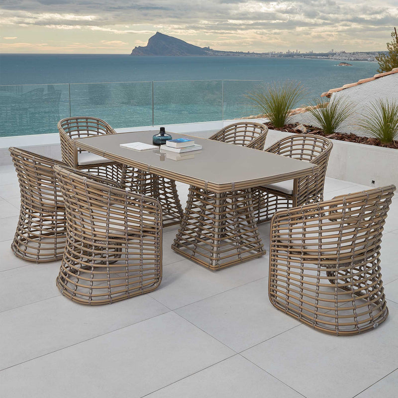 Ruby 7-Piece Dining Set with Rectangular Table, Sunbrella Cushions