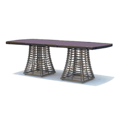 Ruby Rectangular Dining Table, Handwoven Synthetic Fiber Frame