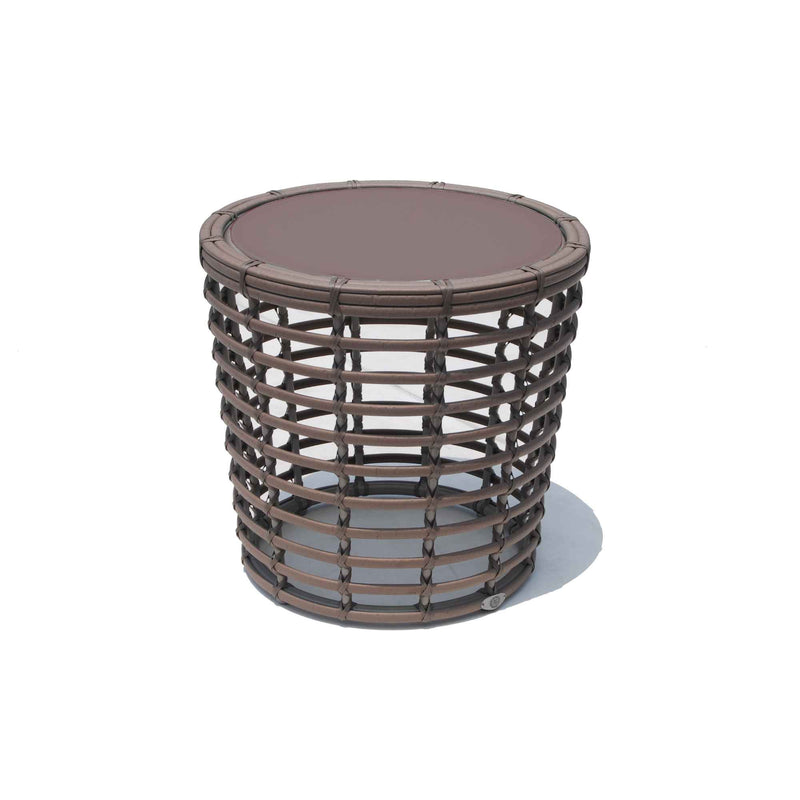 Troy Side Table Outdoor Accent Table with Tempered Glass