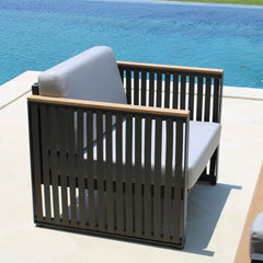 Horizon Armchair with Sunbrella Cushion, Teak Armrests